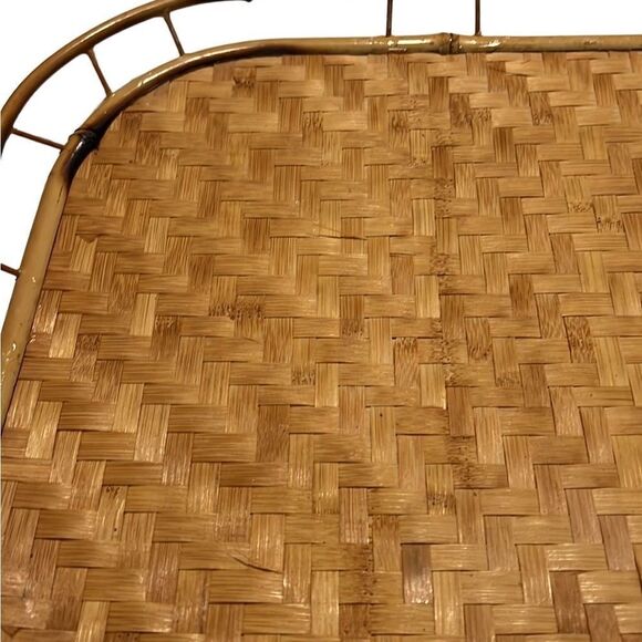 Rattan Bamboo Tan Woven Tray Size 18.5 x 13 Inches - Picture 2 of 7